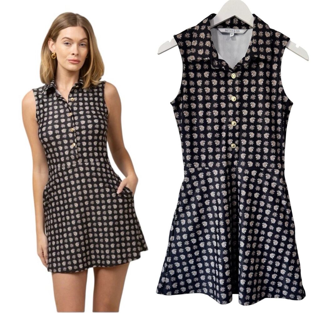 Smith & Quinn Hedy Mini Sleeveless Golf Tennis Dress XS Scarf Flora Preppy Posh